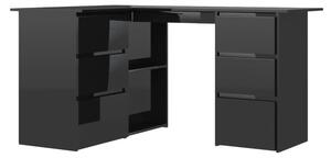 VidaXL Kutni radni stol visoki sjaj crni 145 x 100 x 76 cm od iverice