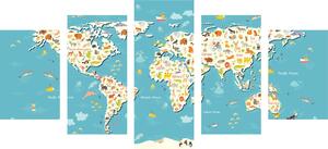 5-dijelna slika dječji zemljovid svijeta sa životinjicama