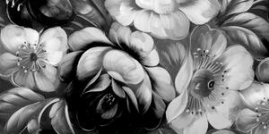 Slika svijet cvijeća u crno-bijelom dizajnu