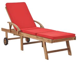 VidaXL Ležaljke za sunčanje s jastucima 2 kom masivna tikovina crvene