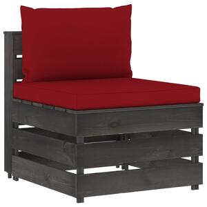 VidaXL Modularna srednja sofa s jastucima od sivo impregniranog drva