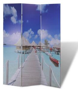 VidaXL Sklopiva sobna pregrada s uzorkom plaže 120 x 170 cm