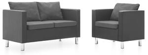 VidaXL 2-dijelni set sofa od umjetne kože crni i tamnosivi