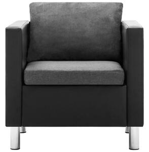 VidaXL 2-dijelni set sofa od umjetne kože crni i svjetlosivi
