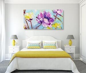 Slika žuto i ljubičasto cvijeće