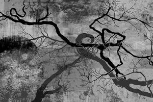 Slika nadrealistička stabla u crno-bijelom dizajnu