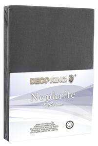 Tamno siva elastična plahta DecoKing Nephrite, 180/200 x 200 cm
