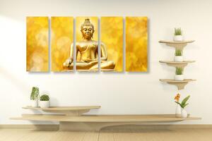 5-dijelna slika zlatni kip Buddhe