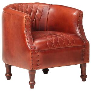 VidaXL Zaobljena fotelja od prave kože 62 x 58 x 65 cm smeđa