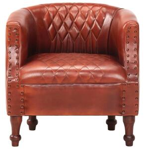 VidaXL Zaobljena fotelja od prave kože 62 x 58 x 65 cm smeđa