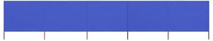 VidaXL Vjetrobran s 5 panela od tkanine 600 x 120 cm azurno plavi