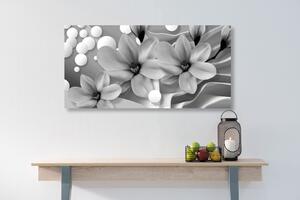 Slika crno-bijela magnolija na apstraktnoj pozadini