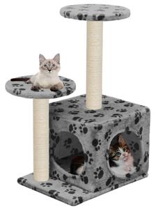 VidaXL Penjalica za mačke sa stupovima za grebanje od sisala 60 cm siva s uzorkom šapa