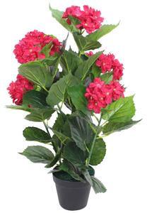 VidaXL Umjetna Hortenzija s Posudom 60 cm Crvena