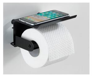 Crni zidni držač toaletnog papira s držačem za mobitel Wenko Classic Plus