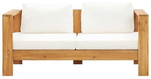 VidaXL Vrtna sofa s jastukom 140 cm masivno bagremovo drvo krem bijela