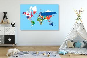 Slika zemljovid svijeta sa zastavama