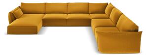 Senf žuta baršunasti kutna garnitura (s desnim kutom/u obliku slova "U") Vanda – Mazzini Sofas