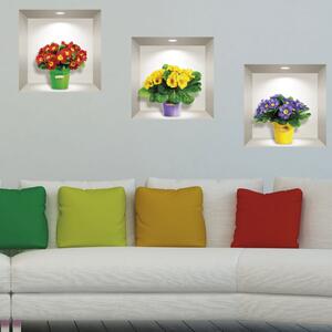 Set od 3 zidne 3D samoljepljive naljepnice Ambiance Field Flowers