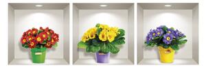 Set od 3 zidne 3D samoljepljive naljepnice Ambiance Field Flowers
