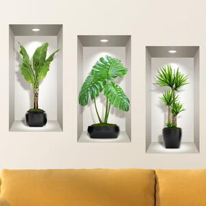 Set od 3 zidne 3D samoljepljive naljepnice Ambiance Green Plants