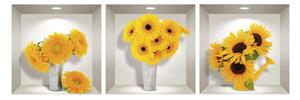 Set od 3 zidne 3D samoljepljive naljepnice Ambiance Sunflowers
