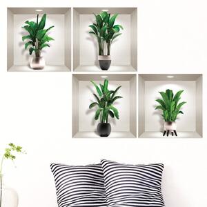 Set od 4 zidne 3D samoljepljive naljepnice Ambiance Exotic Palm Leaves