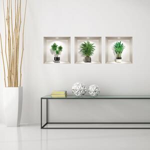 Set s 3 zidne 3D samoljepljive naljepnice Ambiance Indoor Plants