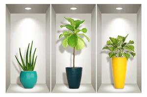 Set od 3 zidne 3D samoljepljive naljepnice Ambiance Southern Plants