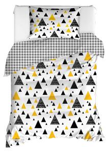 Posteljina za jednostruki krevet od ranforce pamuka Mijolnir Ilove Black & Yellow, 140 x 200 cm