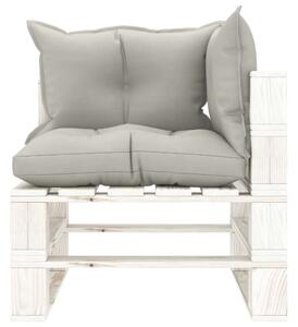 VidaXL Kutna vrtna sofa od paleta sa smeđesivim jastucima drvena