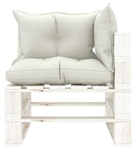 VidaXL Kutna vrtna sofa od paleta s bež jastucima drvena