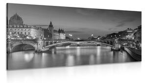 Slika sjajna panorama Pariza u crno-bijelom dizajnu