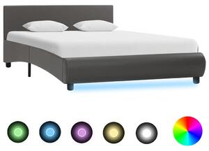 VidaXL Okvir za krevet od umjetne kože s LED svjetlom sivi 120x200 cm