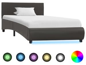 VidaXL Okvir za krevet od umjetne kože s LED svjetlom sivi 90 x 200 cm