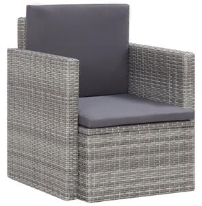 VidaXL Vrtna stolica od poliratana s jastucima siva
