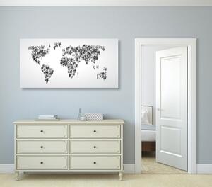 Slika na plutu zemljovid svijeta koji se sastoji od ljudi u crno-bijelom dizajnu