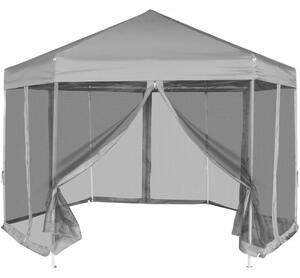 VidaXL Heksagonalni Pop-Up Šator sa 6 Panela Sivi 3,6x3,1 m