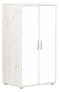 Bijeli dječji ormar za odjeću s lakiranim vratima od borovine Flexa Classic, visina 133 cm