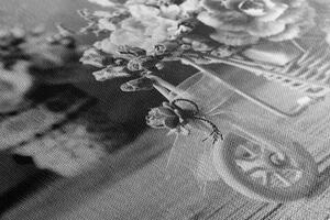 Slika romantični karanfil s daškom vintage u crno-bijelom dizajnu
