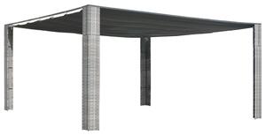 VidaXL Sjenica s pomičnim krovom od poliratana 400 x 400 x 200 cm siva i antracit