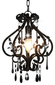 VidaXL Stropna svjetiljka s perlama crna okrugla E14