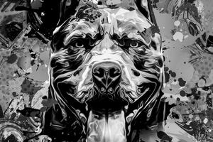 Slika ilustracija psa u crno-bijelom dizajnu