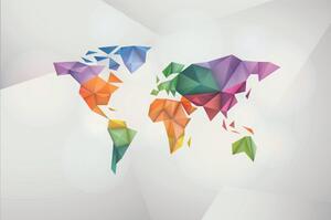 Tapeta šareni zemljovid svijeta u stilu origami