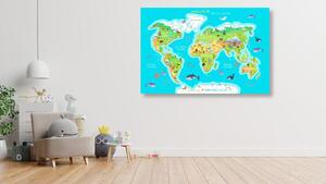 Slika na plutu zemljopisni zemljovid svijeta za djecu