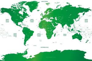 Tapeta zemljovid svijeta s pojedinim državama u zelenoj boji