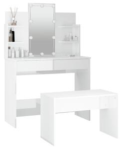 Set toaletnog stolića LED sjajni bijeli od konstruiranog drva