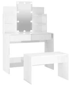 Set toaletnog stolića LED sjajni bijeli od konstruiranog drva