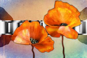 Slika narančasti cvjetovi maka u orijentalnom stilu