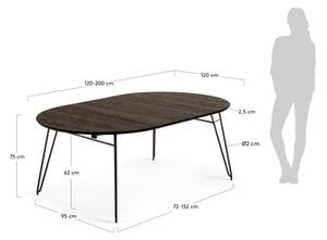 Okrugli proširivi blagovaonski stol s pločom stola u dekoru jasena ø 120 cm Norfort – Kave Home